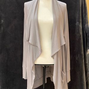 ATHLETA studio gray draped front cardigan
